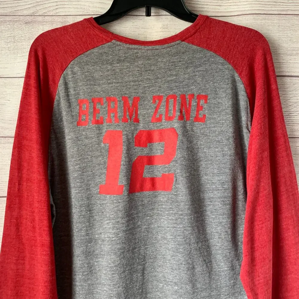 Adidas Heathered Gray Red Nebraska Cornhusker BERM ZONE Baseball Raglan Shirt L